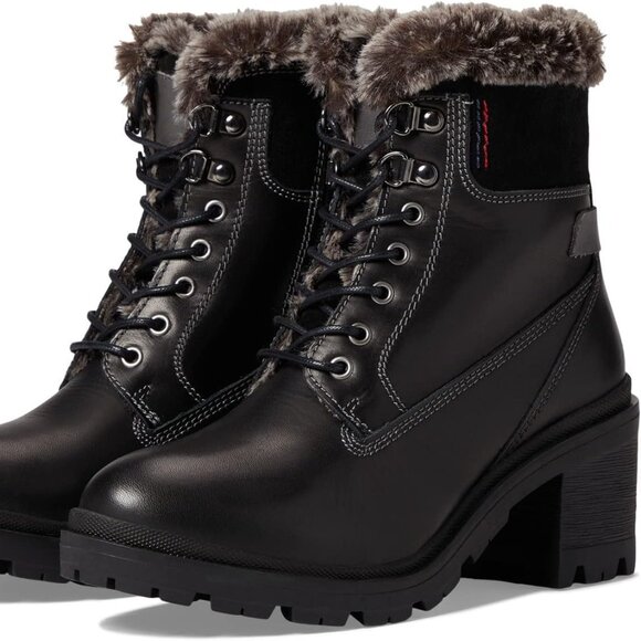 NEW  ERIC MICHAEL Leather Waterproof Phyllis Heel Booties Black for women 561tn - Picture 2 of 9